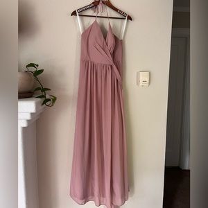 Revelry Hannah Chiffon Faux Wrap Bridesmaids Dress Color: Rose Quartz